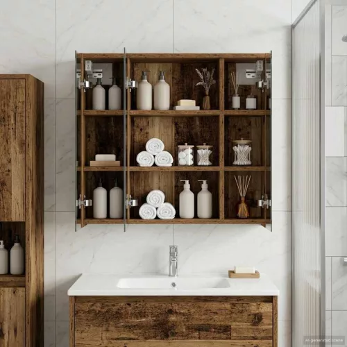  Fürdőszobai tükörszekrény Öreg fa 63,5 x 16 x 62,5 cm Faanyag