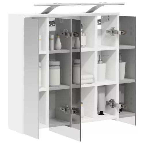  Fürdőszobai tükörszekrény Fehér 63,5 x 16 x 62,5 cm Faanyag