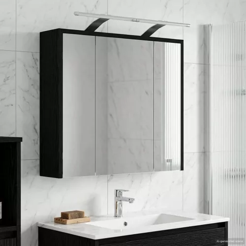  Fürdőszobai tükörszekrény Fekete tölgy 63,5 x 16 x 62,5 cm