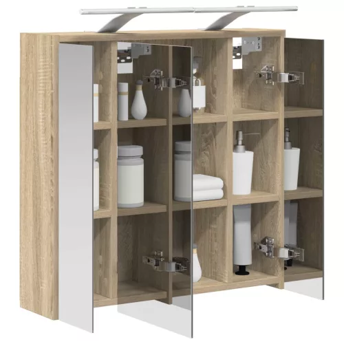  Fürdőszobai tükörszekrény Sonoma tölgy 63,5 x 16 x 62,5 cm