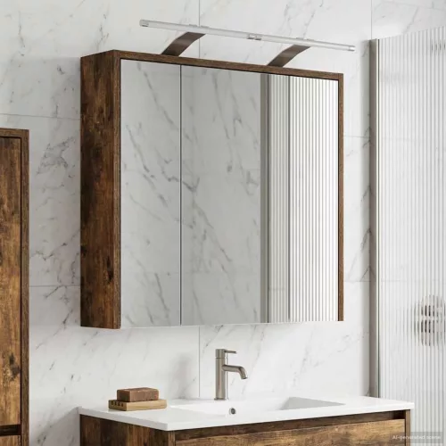  Fürdőszobai tükörszekrény Füstölt tölgy 63,5 x 16 x 62,5 cm