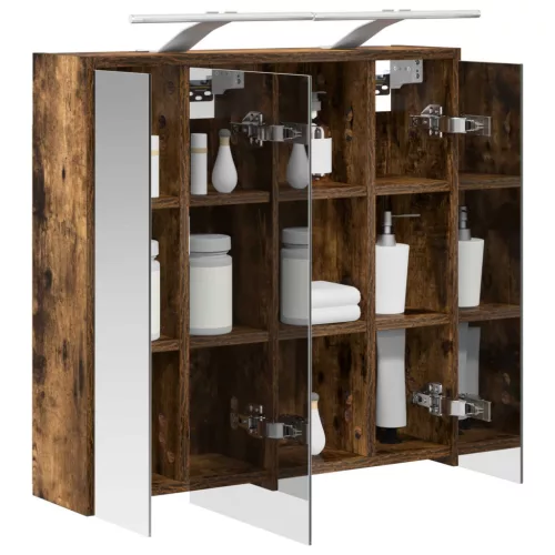  Fürdőszobai tükörszekrény Füstölt tölgy 63,5 x 16 x 62,5 cm