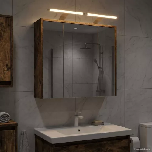  Fürdőszobai tükörszekrény Füstölt tölgy 63,5 x 16 x 62,5 cm