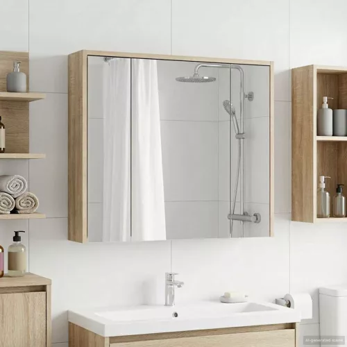  Fürdőszobai tükörszekrény Sonoma tölgy 73,5 x 16 x 62,5 cm