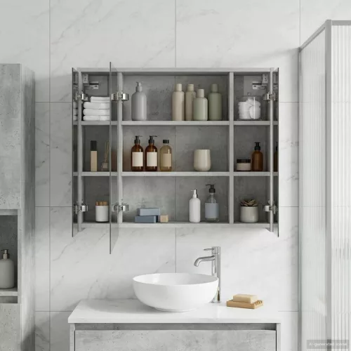  Fürdőszobai tükörszekrény Beton Szürke 73,5 x 16 x 62,5 cm