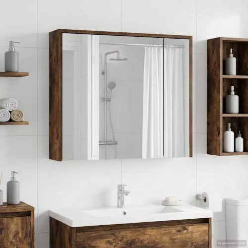  Fürdőszobai tükörszekrény Füstölt tölgy 73,5 x 16 x 62,5 cm