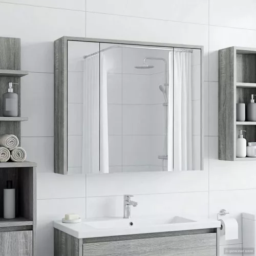  Fürdőszobai tükörszekrény Szürke Sonoma 73,5 x 16 x 62,5 cm