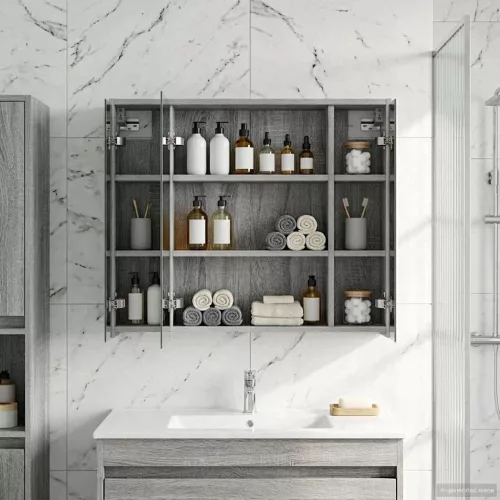  Fürdőszobai tükörszekrény Szürke Sonoma 73,5 x 16 x 62,5 cm