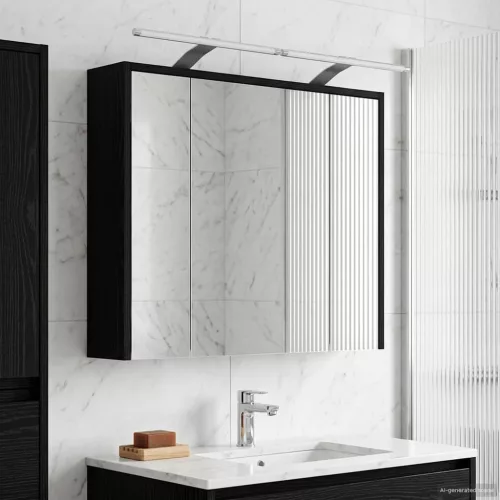  Fürdőszobai tükörszekrény Fekete tölgy 73,5 x 16 x 62,5 cm