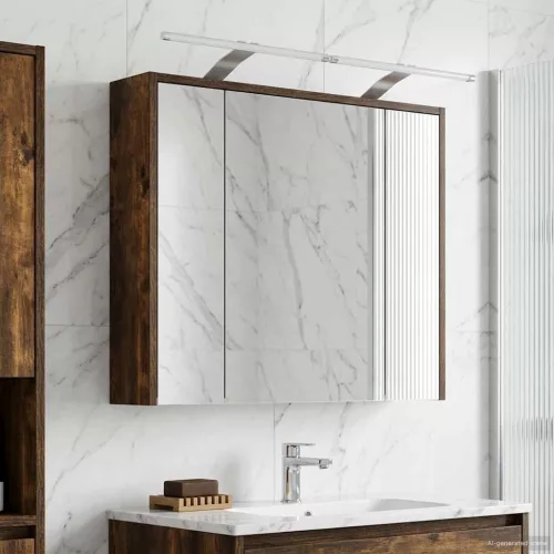  Fürdőszobai tükörszekrény Füstölt tölgy 73,5 x 16 x 62,5 cm