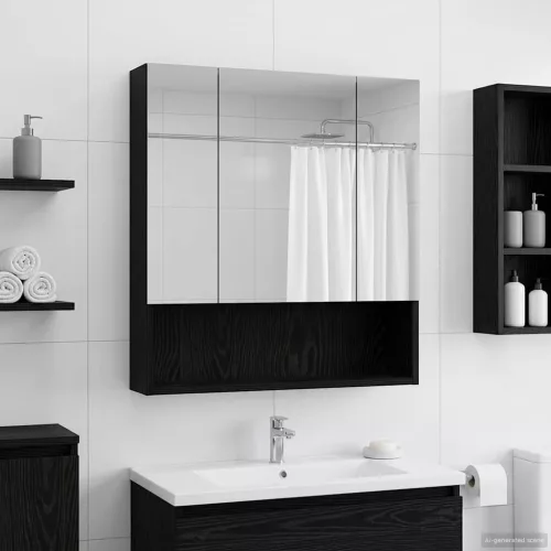  Fürdőszobai tükörszekrény Fekete tölgy 60 x 14.5 x 70 cm