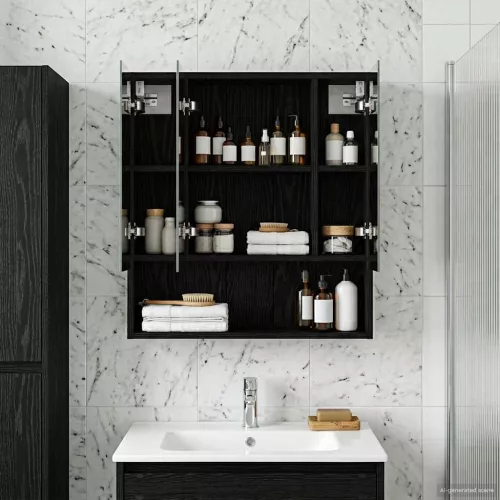  Fürdőszobai tükörszekrény Fekete tölgy 60 x 14.5 x 70 cm