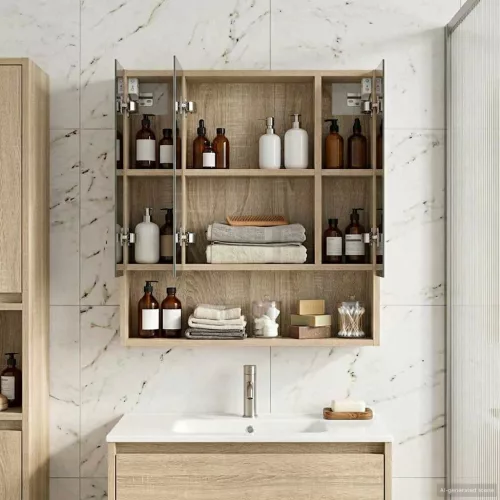  Fürdőszobai tükörszekrény Sonoma tölgy 60 x 14.5 x 70 cm