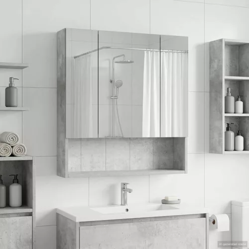  Fürdőszobai tükörszekrény Beton Szürke 60 x 14.5 x 70 cm