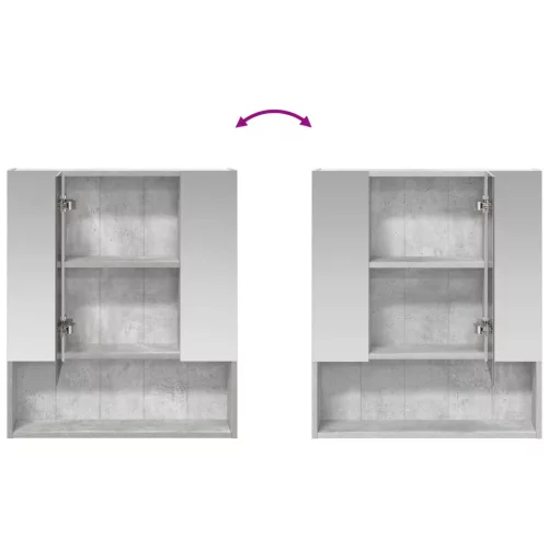  Fürdőszobai tükörszekrény Beton Szürke 60 x 14.5 x 70 cm