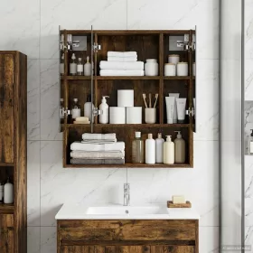    Fürdőszobai tükörszekrény Füstölt tölgy 60 x 14.5 x 70 cm