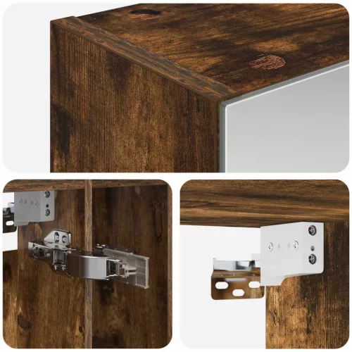  Fürdőszobai tükörszekrény Füstölt tölgy 60 x 14.5 x 70 cm