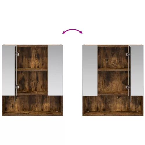  Fürdőszobai tükörszekrény Füstölt tölgy 60 x 14.5 x 70 cm