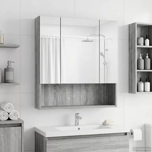  Fürdőszobai tükörszekrény Szürke Sonoma 60 x 14.5 x 70 cm