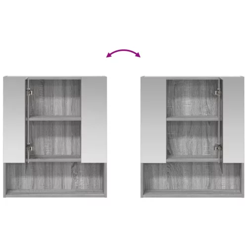  Fürdőszobai tükörszekrény Szürke Sonoma 60 x 14.5 x 70 cm