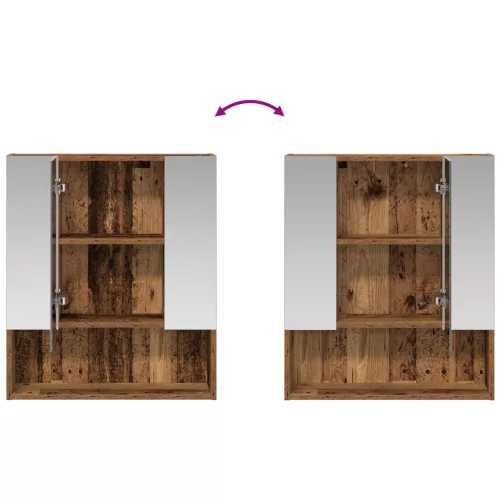  Fürdőszobai tükörszekrény Öreg fa 60 x 14.5 x 70 cm Faanyag