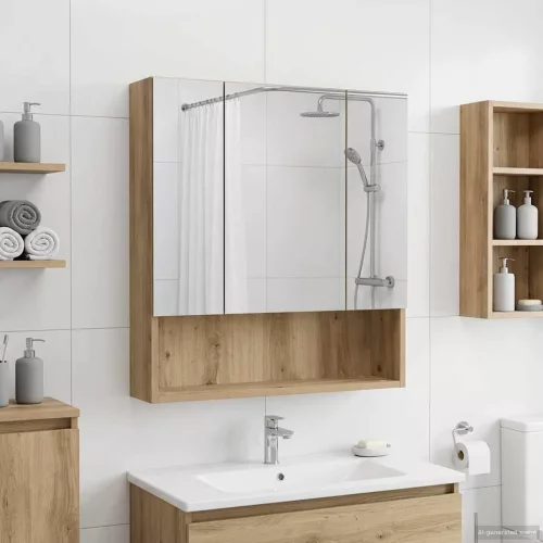  Fürdőszobai tükörszekrény Művészi tölgy 60 x 14.5 x 70 cm