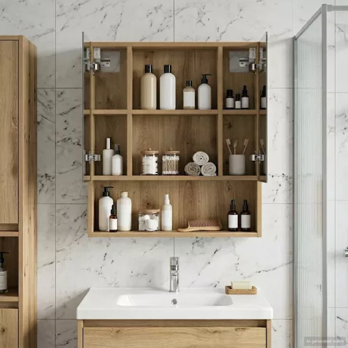  Fürdőszobai tükörszekrény Művészi tölgy 60 x 14.5 x 70 cm