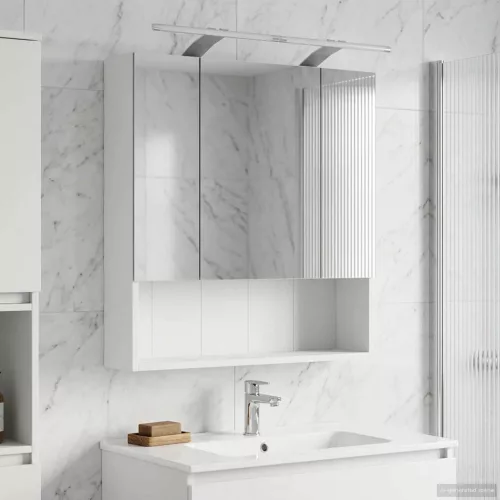  Fürdőszobai tükörszekrény Fehér 60 x 14.5 x 70 cm Faanyag