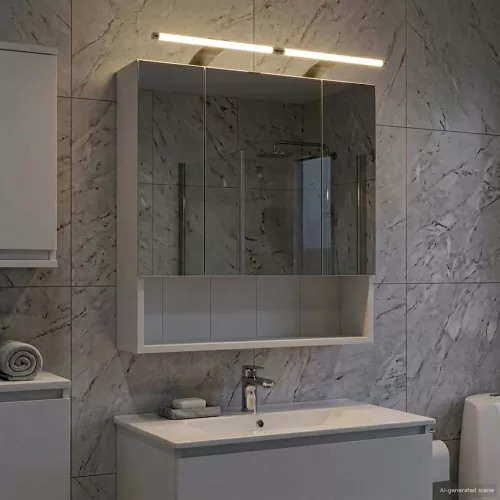  Fürdőszobai tükörszekrény Fehér 60 x 14.5 x 70 cm Faanyag