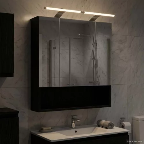  Fürdőszobai tükörszekrény Fekete tölgy 60 x 14.5 x 70 cm