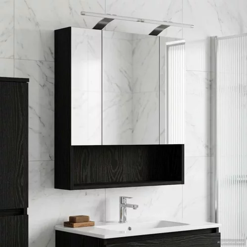  Fürdőszobai tükörszekrény Fekete tölgy 60 x 14.5 x 70 cm