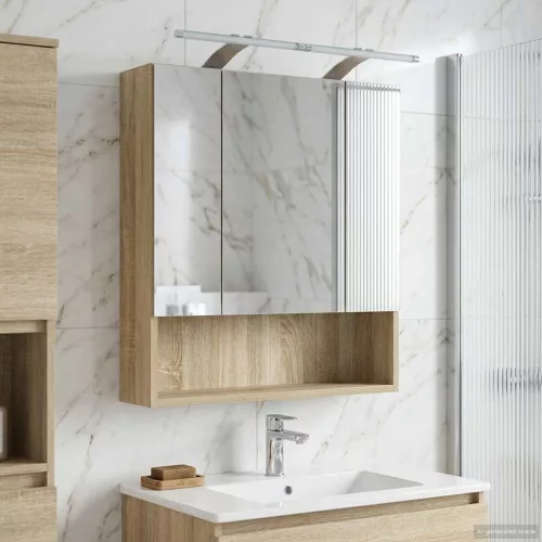  Fürdőszobai tükörszekrény Sonoma tölgy 60 x 14.5 x 70 cm