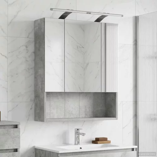  Fürdőszobai tükörszekrény Beton Szürke 60 x 14.5 x 70 cm