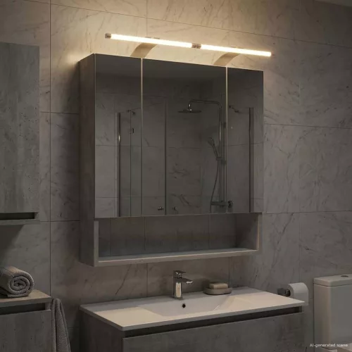  Fürdőszobai tükörszekrény Beton Szürke 60 x 14.5 x 70 cm