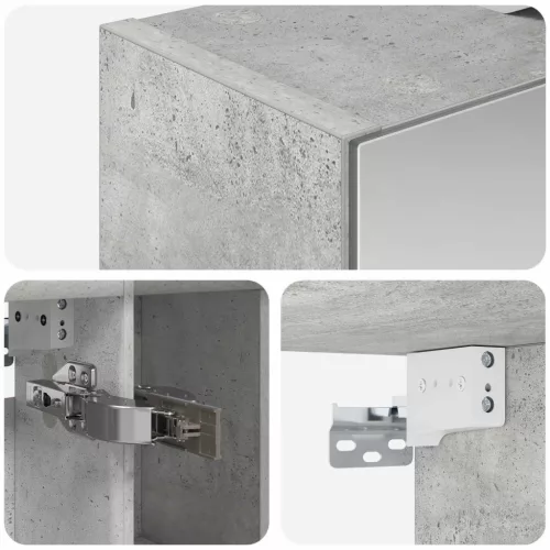  Fürdőszobai tükörszekrény Beton Szürke 60 x 14.5 x 70 cm