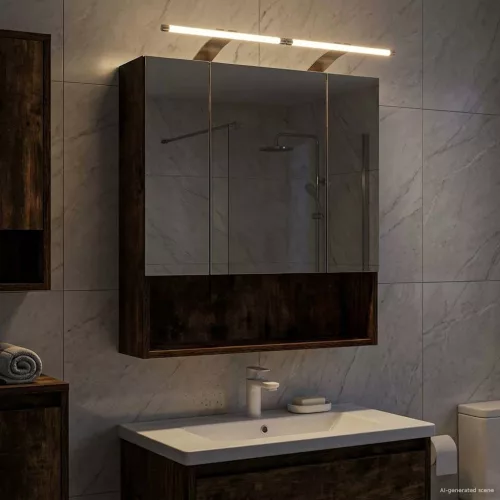  Fürdőszobai tükörszekrény Füstölt tölgy 60 x 14.5 x 70 cm