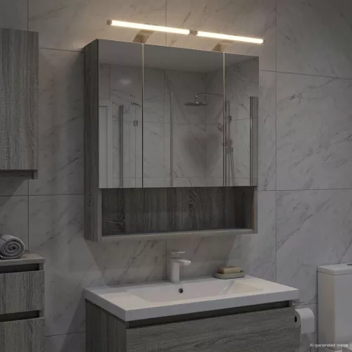  Fürdőszobai tükörszekrény Szürke Sonoma 60 x 14.5 x 70 cm