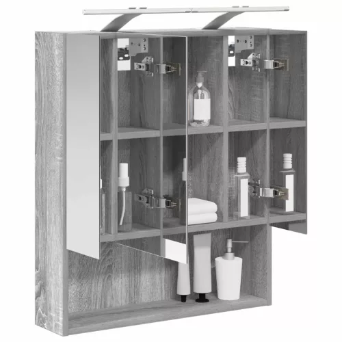  Fürdőszobai tükörszekrény Szürke Sonoma 60 x 14.5 x 70 cm