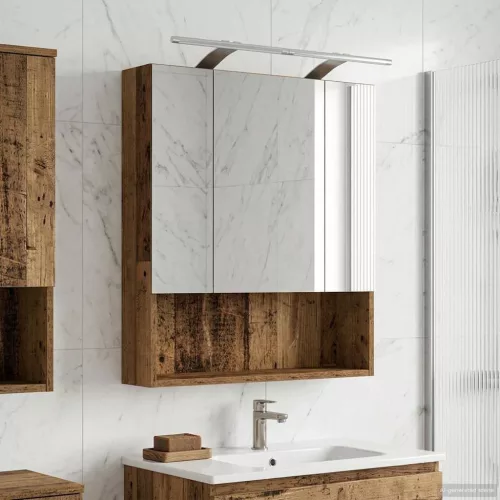  Fürdőszobai tükörszekrény Öreg fa 60 x 14.5 x 70 cm Faanyag