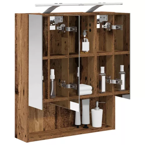  Fürdőszobai tükörszekrény Öreg fa 60 x 14.5 x 70 cm Faanyag