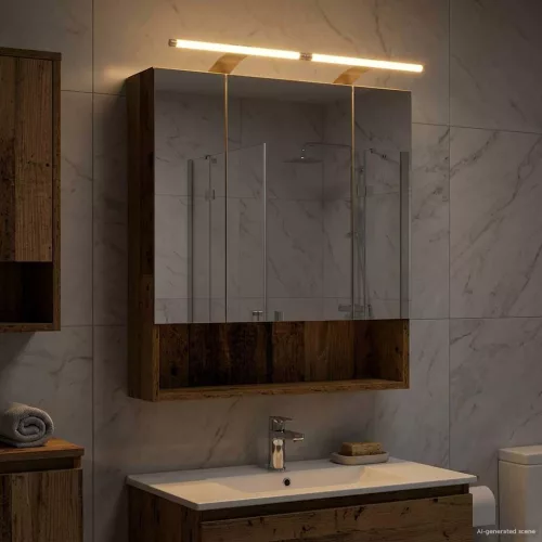  Fürdőszobai tükörszekrény Öreg fa 60 x 14.5 x 70 cm Faanyag