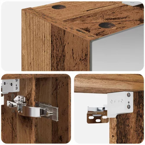  Fürdőszobai tükörszekrény Öreg fa 60 x 14.5 x 70 cm Faanyag