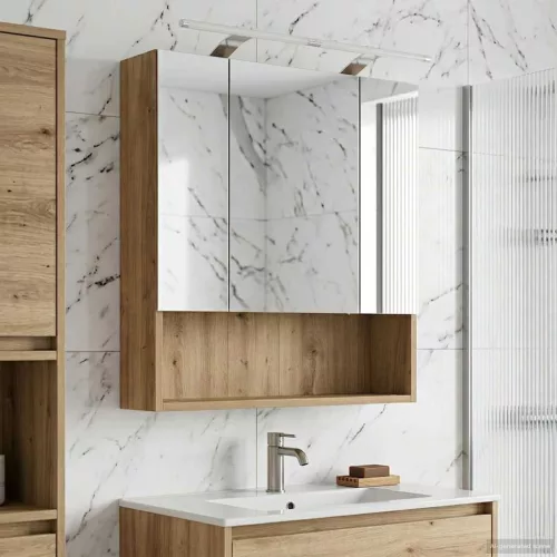 Fürdőszobai tükörszekrény Művészi tölgy 60 x 14.5 x 70 cm