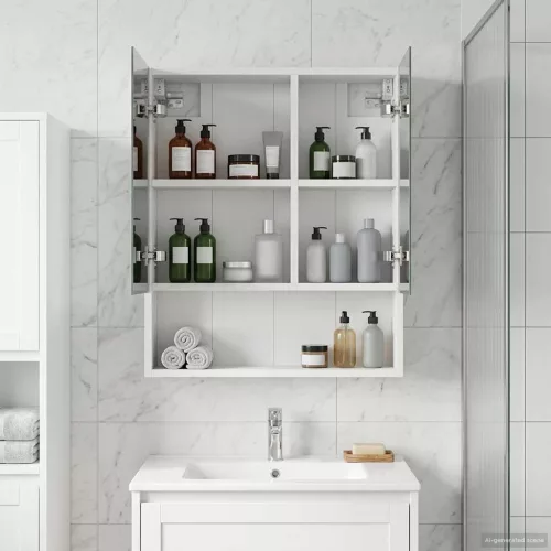  Fürdőszobai tükörszekrény Fehér 50 x 14,5 x 70 cm Faanyag