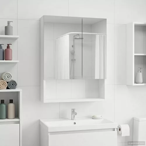  Fürdőszobai tükörszekrény Fehér 50 x 14,5 x 70 cm Faanyag