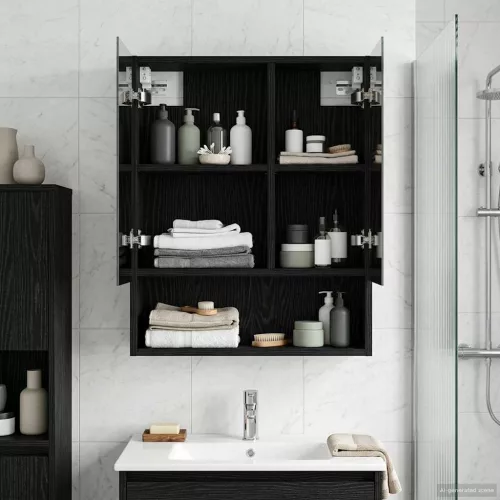  Fürdőszobai tükörszekrény Fekete tölgy 50 x 14,5 x 70 cm