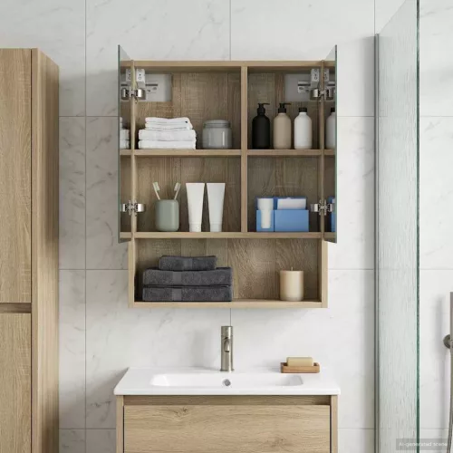  Fürdőszobai tükörszekrény Sonoma tölgy 50 x 14,5 x 70 cm