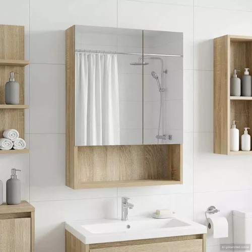  Fürdőszobai tükörszekrény Sonoma tölgy 50 x 14,5 x 70 cm