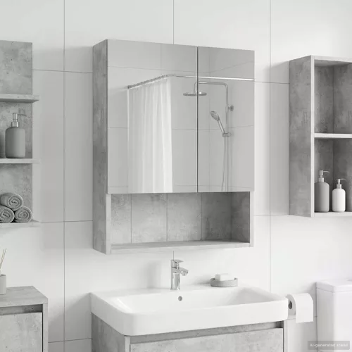  Fürdőszobai tükörszekrény Beton Szürke 50 x 14,5 x 70 cm