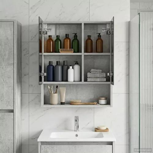  Fürdőszobai tükörszekrény Beton Szürke 50 x 14,5 x 70 cm